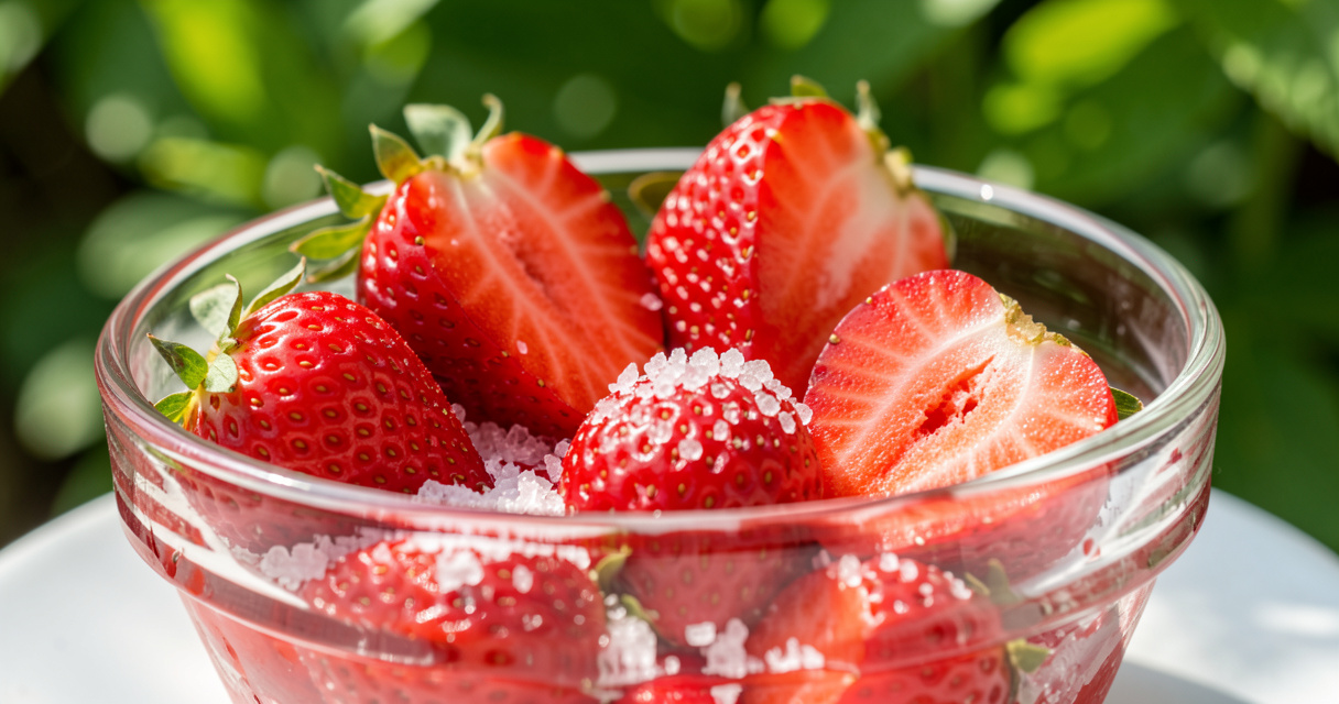 Fraises macérées avec sucre pour confiture maison