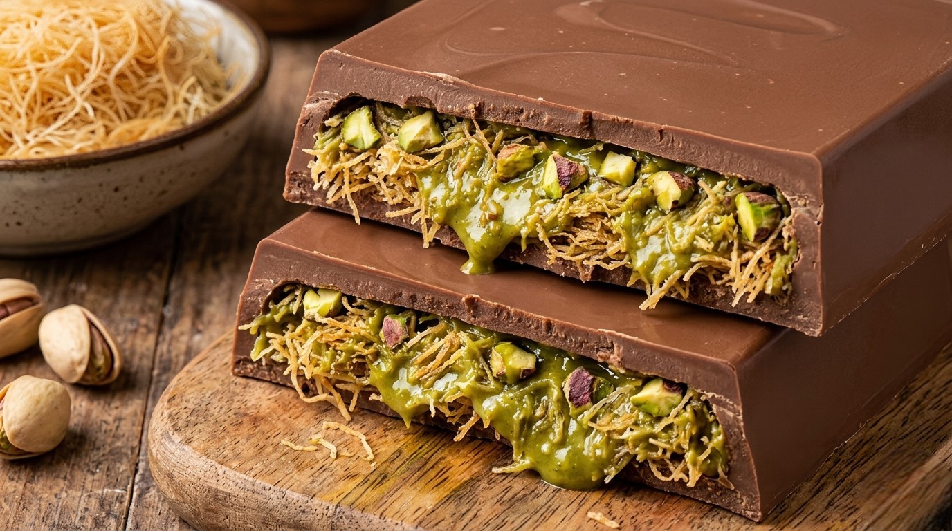 Intérieur de la tablette chocolat Dubaï.