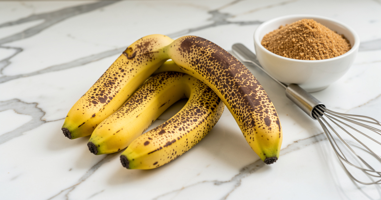 Bananes très mûres tachetées pour recette de cake à la banane moelleux