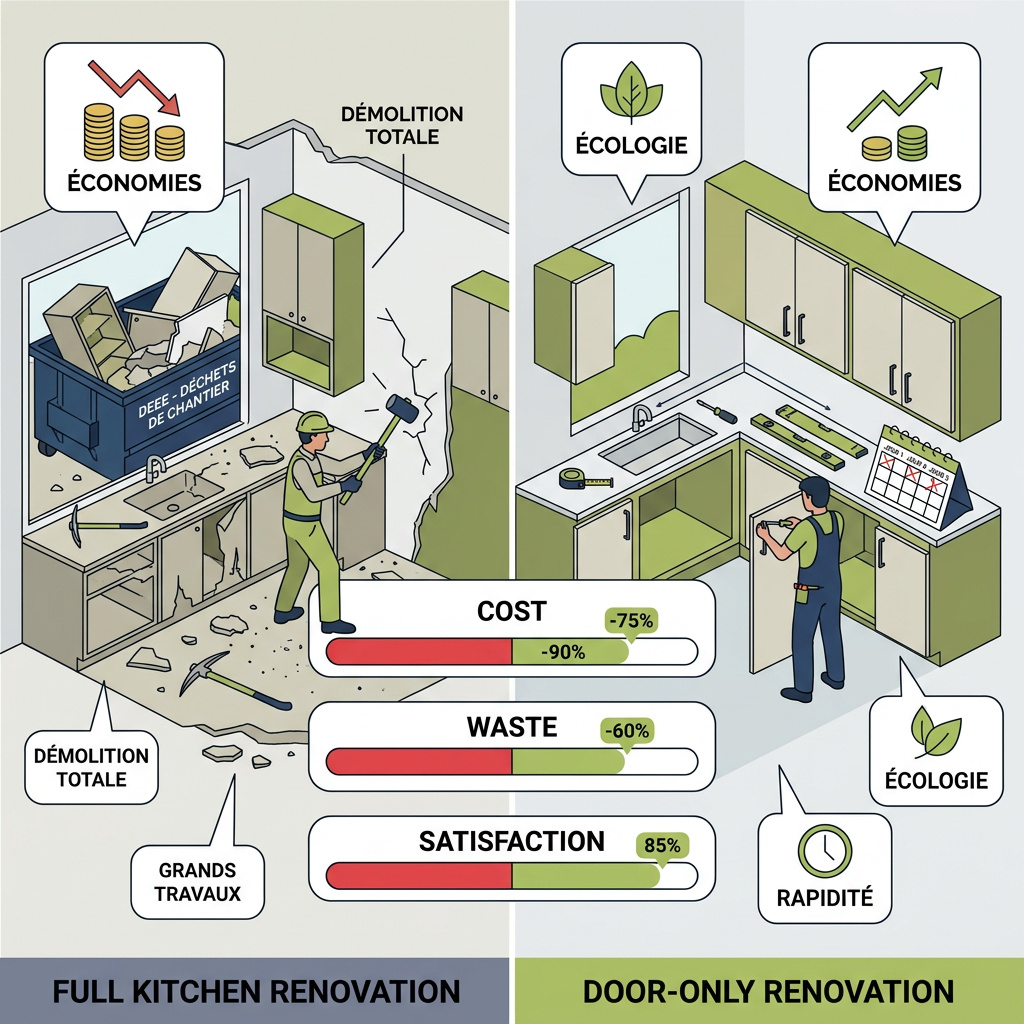 Infographie : rénover sa cuisine en changeant les portes