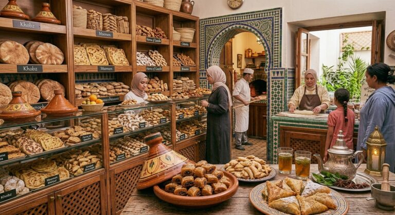 Intérieur d'une boulangerie marocaine populaire.